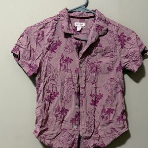 Dinosaur Cat & Jack Pink Graphic Button-Up Shirt Size 6/7